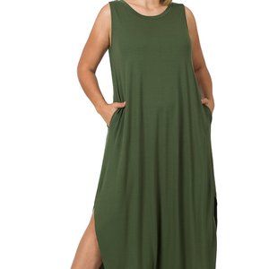 NWT ZENANA OUTFITTERS PLUS VISCOSE SLEEVELESS MAXI DRESS